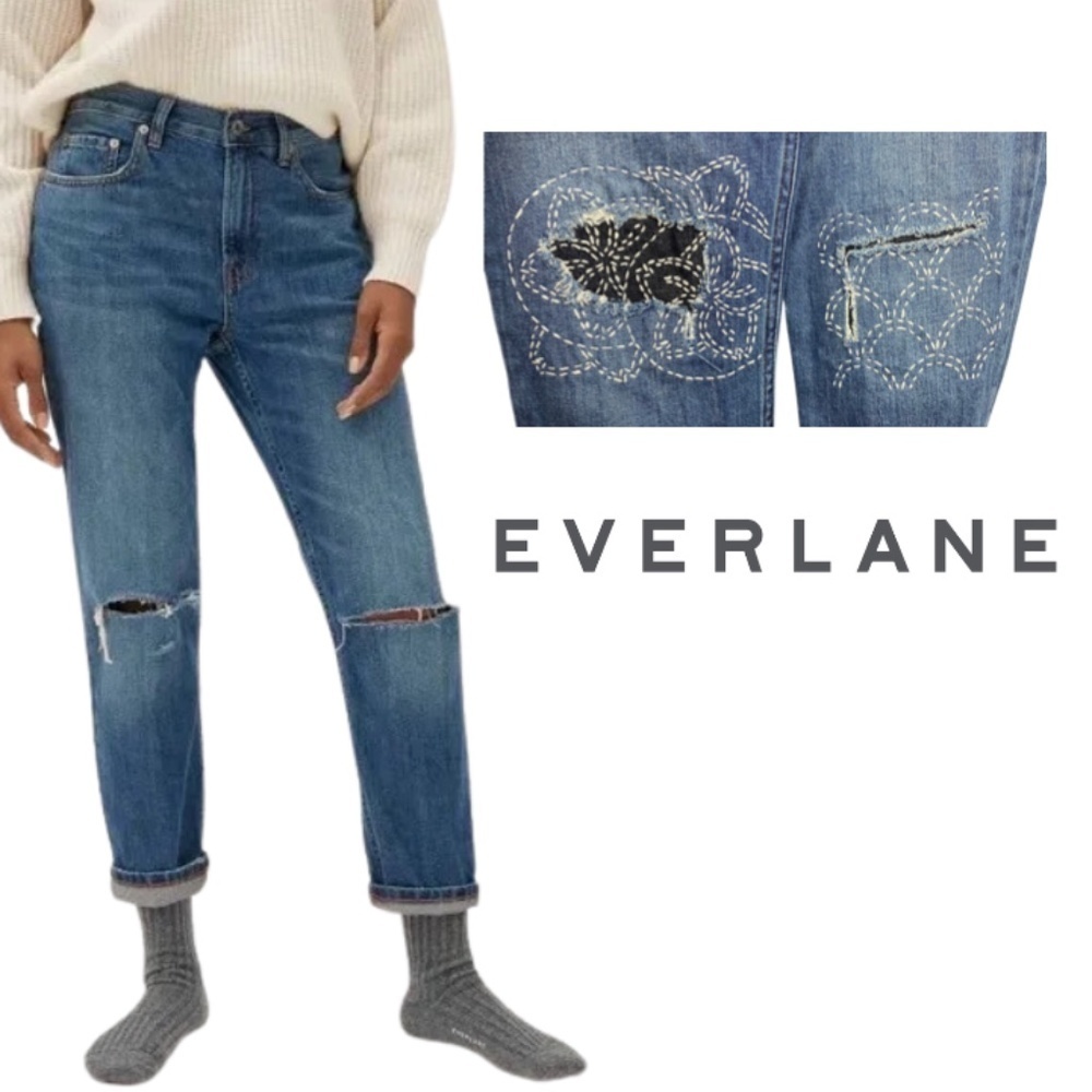Everlane "The Summer Jeans" Upcycled Embroidered Knees - Size 27r